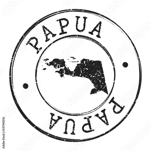 Papua, Indonesia Silhouette Postal Passport. Stamp Round Vector Icon Map. Design Travel Postmark.  photo