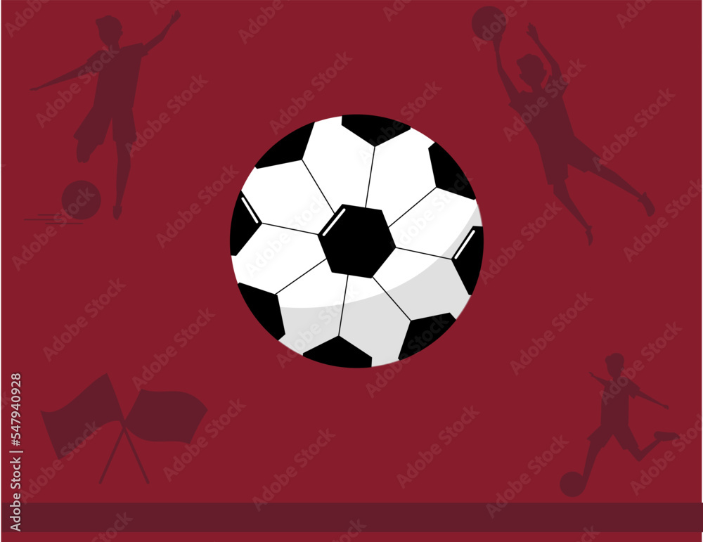 Obraz premium サッカーボールと赤色の背景。ベクターイラスト