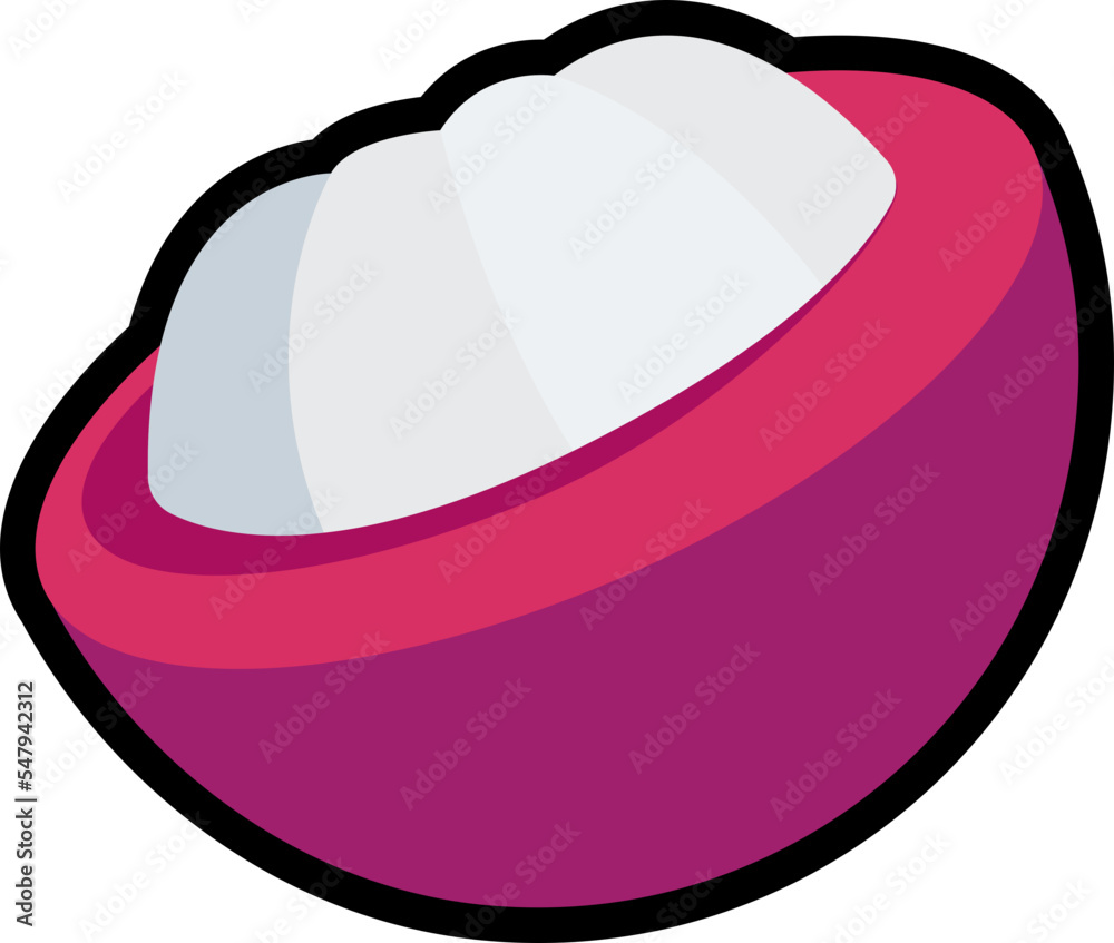 Mangosteen half cut colorful with black stroke Mangosteen half cut colorful with black stroke