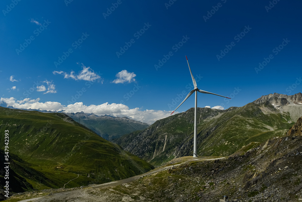 energy crisis. wind farm high in the mountains. Europe