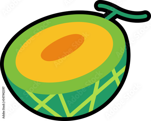 Melon half cut colorful with black stroke