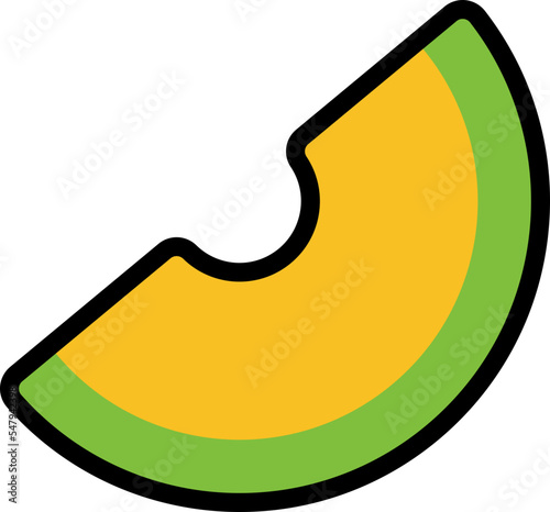 Melon sliced half cut colorful with black stroke