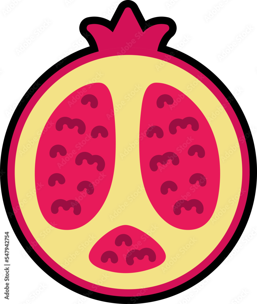 Fototapeta premium Pomegranate cut colorful with black stroke