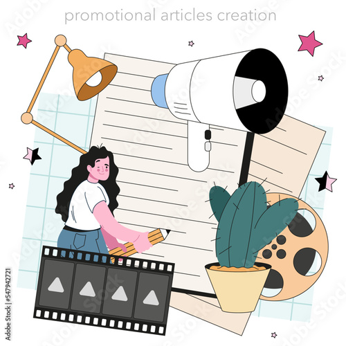 Screenwriter concept. Playwright create a screenplay for a movie