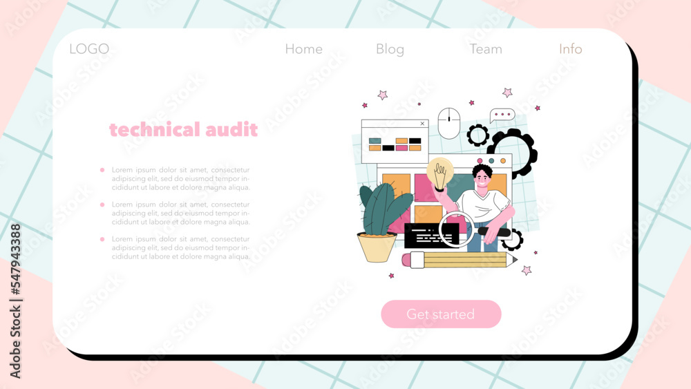 Website audit web banner or landing page. Web page analysis Website audit web banner or landing page. Web page analysis