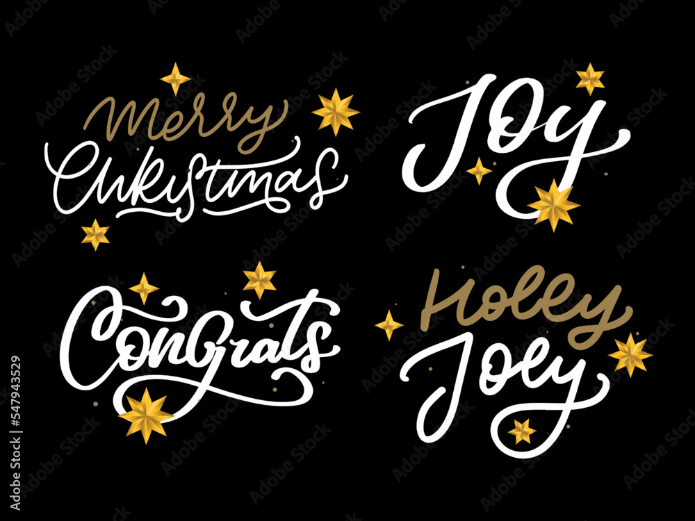 Merry Christmas set 2023 Happy New Year, typography lettering badge emblems quotes set collection. Vector logo design for postcard, invitation, greeting card, poster, gift.