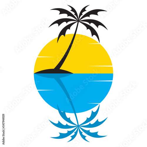 tropical island with palm tree