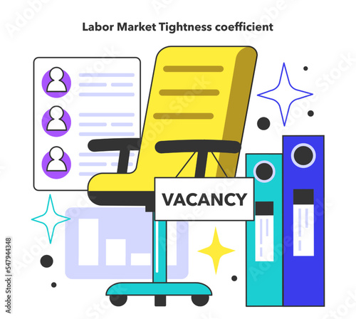 Labor market tightness coefficient. Economy theory, percentage of the labor
