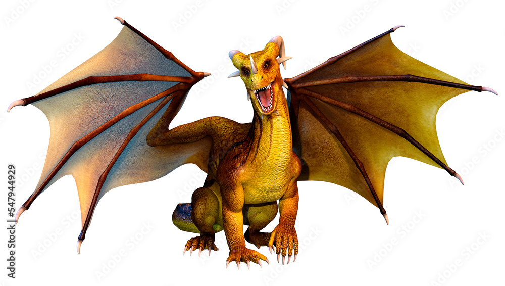 Fototapeta premium 3D Rendering Fairy Tale Dragon on White