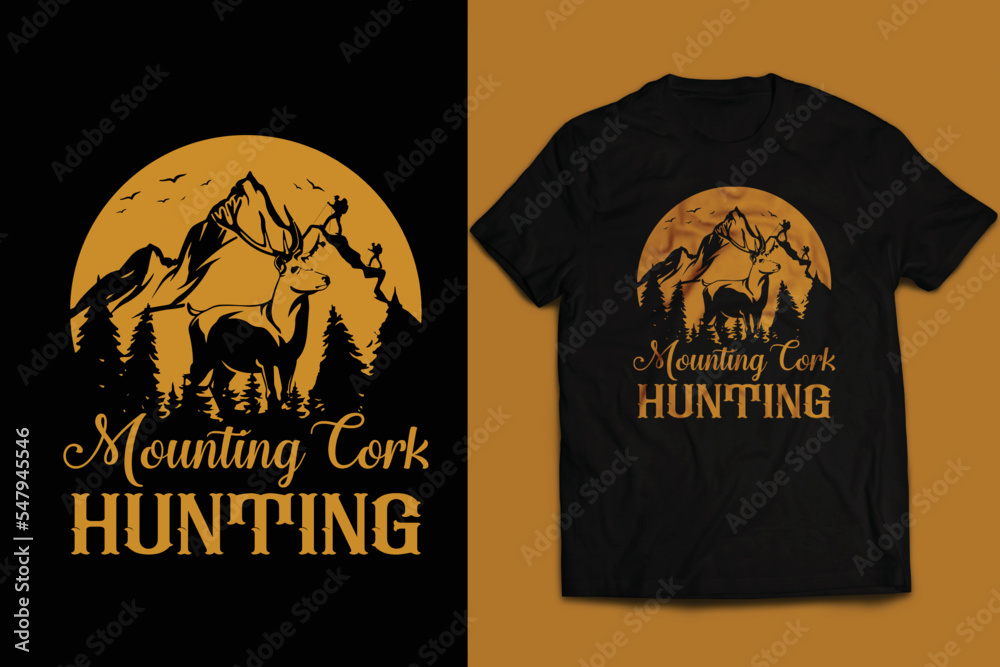 Hunting t shirt design. modern Mounting cork t-shirt design hunter