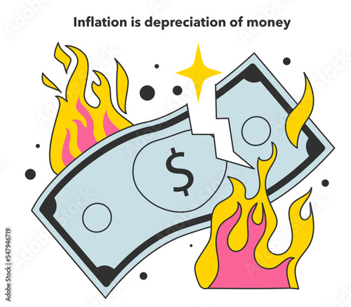 Inflation is depreciation of money. Economics crisis and value of money