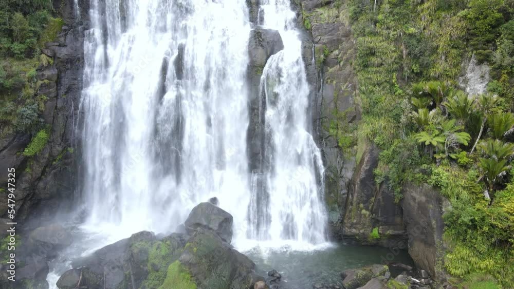 Drone shot Waterfall and natural sights in New Zealand Drone shot Waterfall and natural sights in New Zealand