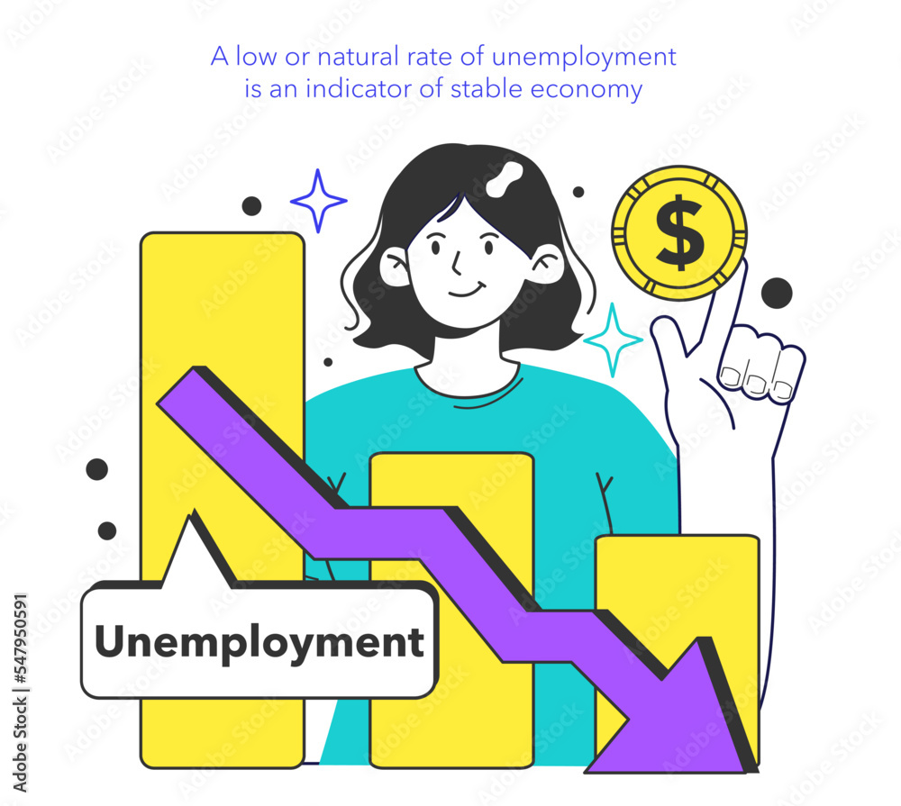 Unemployment concept. A low or natural rate of unemployment is an ...