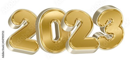 Number 2023 golden in 3d render illustration