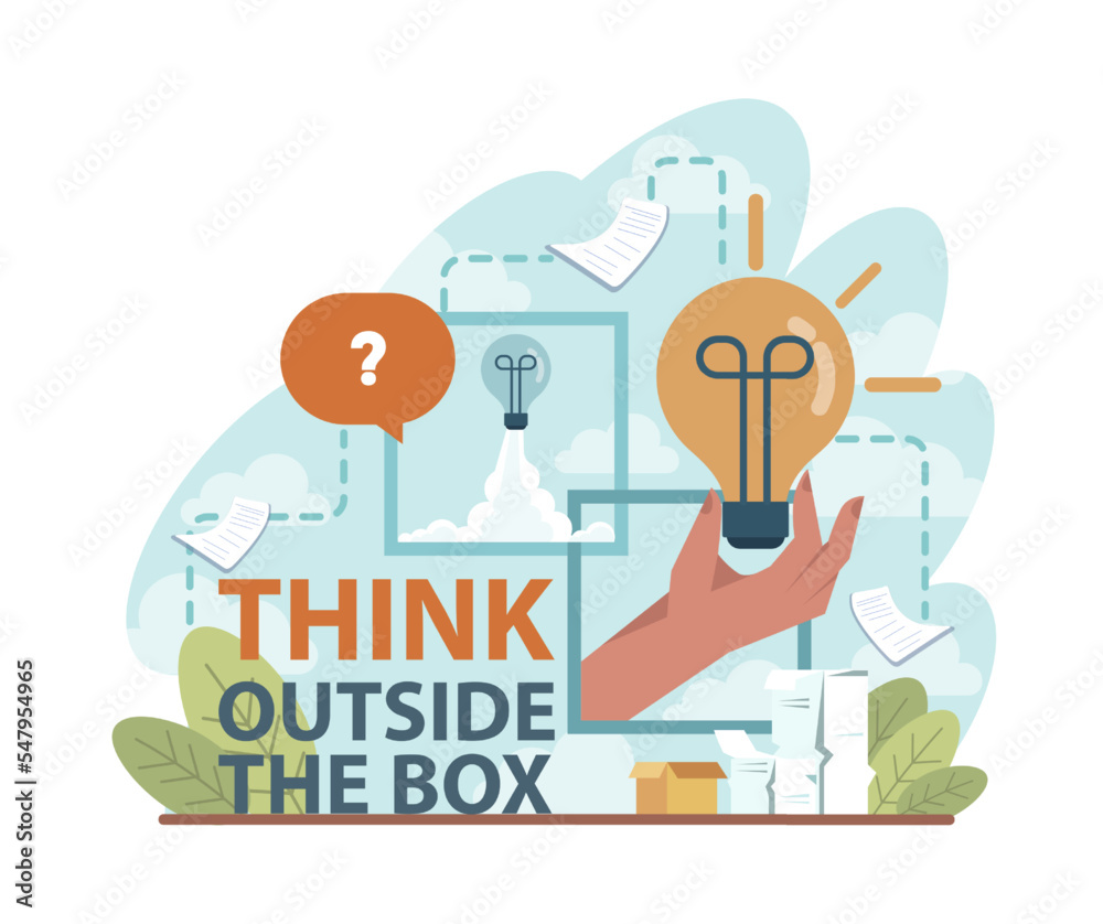 Think outside the box concept. Idea of creative thinking and innovation. Think outside the box concept. Idea of creative thinking and innovation.