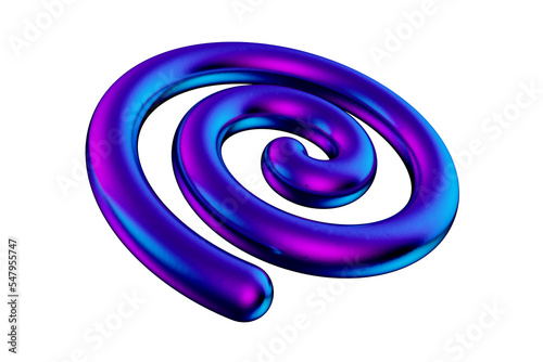 Abstract gradient purple and blue spiral 3d render.