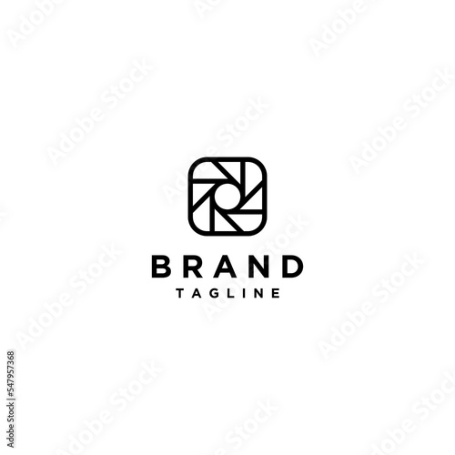 Square Camera Shutter Icon Logo Design. Simple square logo design with camera shutter motif.