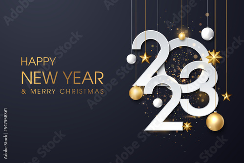 Happy New 2023 Year elegant design vector illustration of color logo