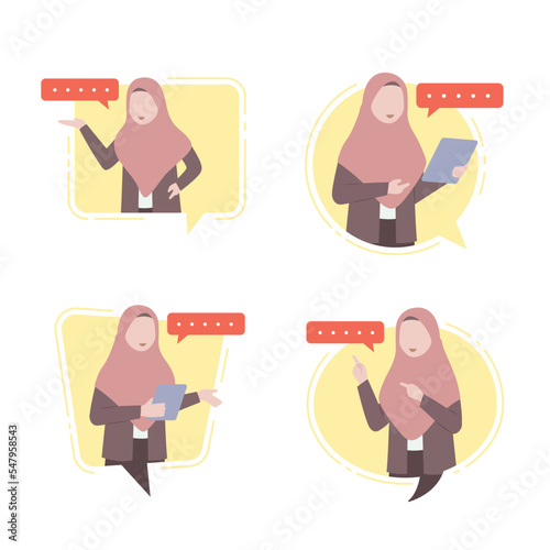 Woman hijab talking inside a speech bubble