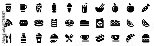Food solid icon set. food vector illustration. Drink icon set. cafe icon. restaurant icon set. solid icon. vector illustration
