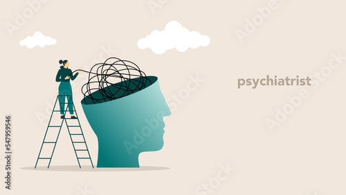 Mental hygiene and self development illustration set. Characters with healthy mentality relaxing, self-learning and easily solving problems. Psychotherapy concept. Vector illustration.