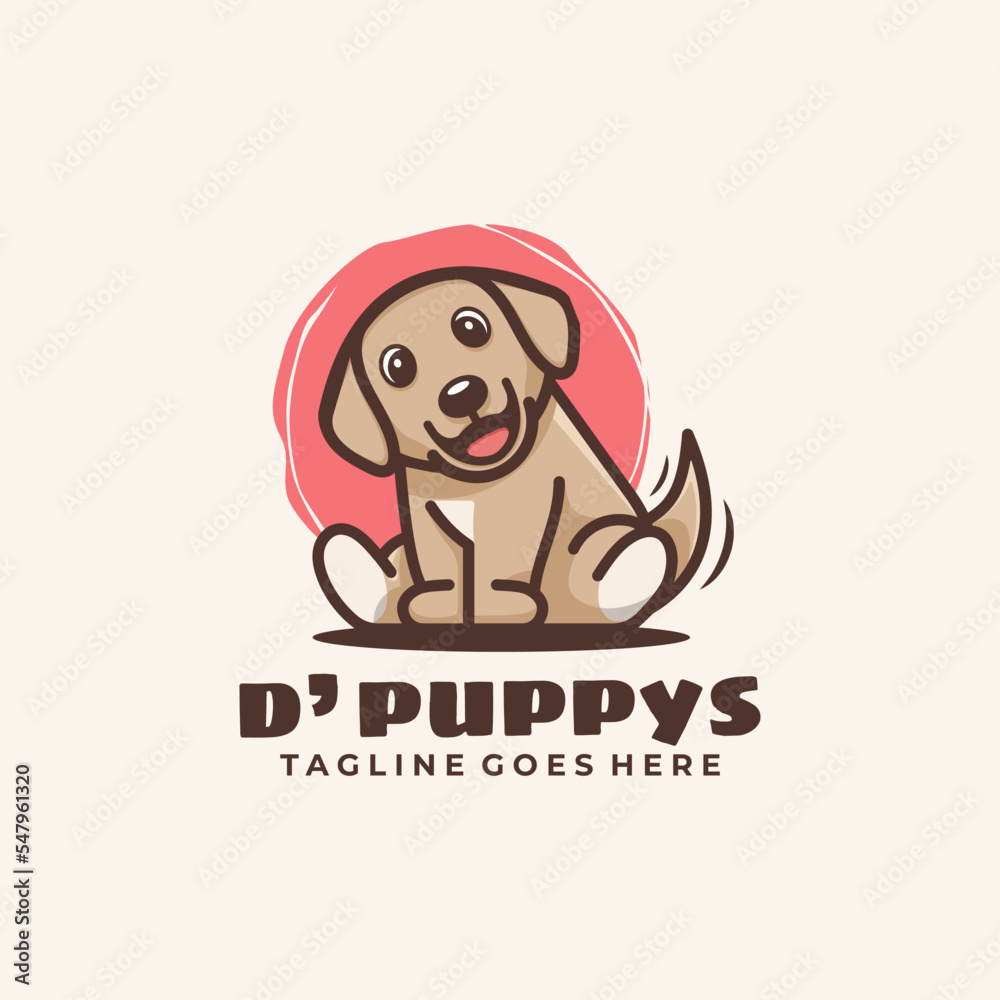 Mascot Cartoon Character Puppy Logo Design Vector Illustration Template Idea