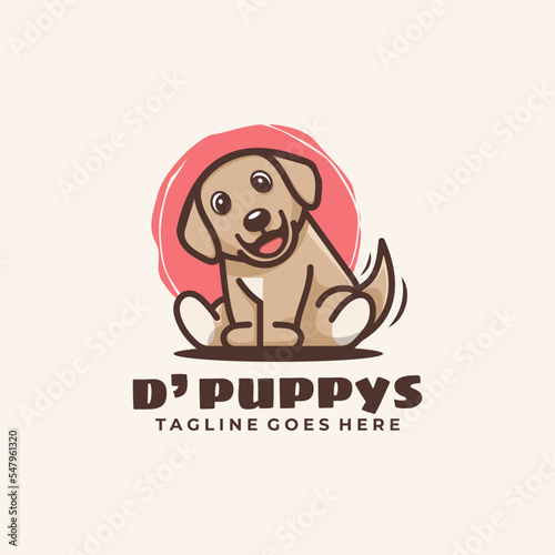 Mascot Cartoon Character Puppy Logo Design Vector Illustration Template Idea
