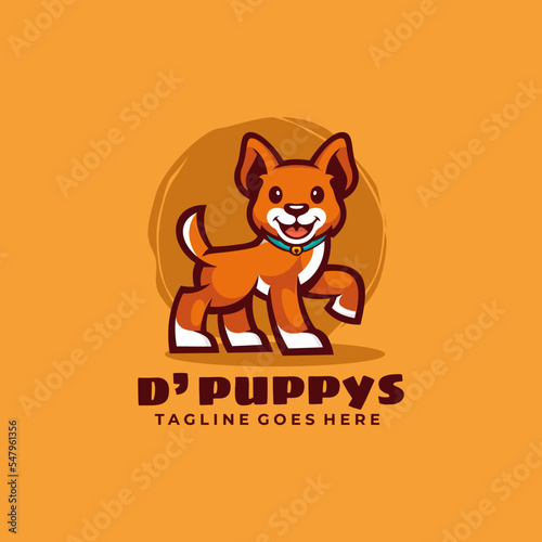 Mascot Cartoon Character Puppy Logo Design Vector Illustration Template Idea