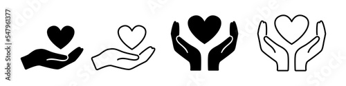 Set of heart icons in hand Fototapet