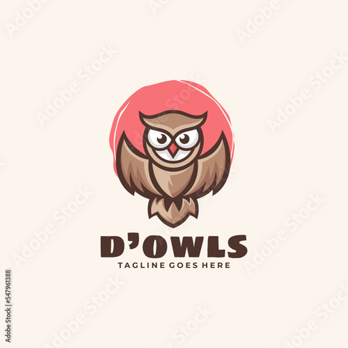 Mascot Cartoon Character Owl Logo Design Vector Illustration Template Idea