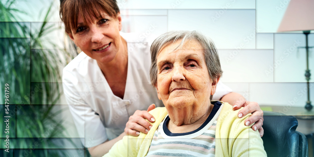 Obraz premium Concept of elderly support, geometric pattern
