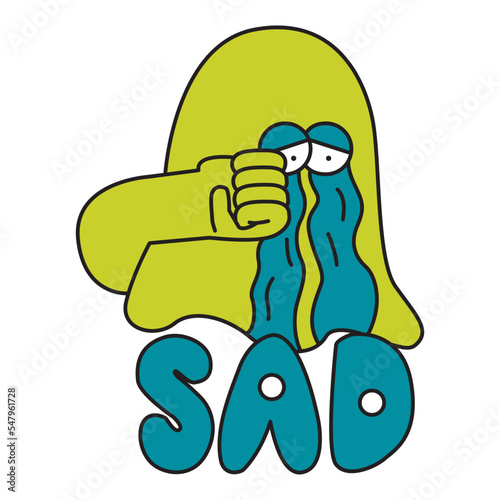 Sad Sticker Pack Color 2D Illustration