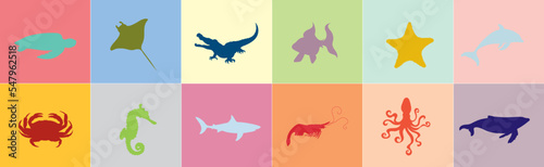 Collection of sea animals.