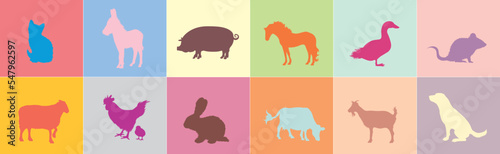 Collection of farm animals.