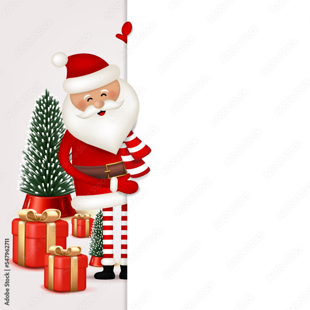 Christmas and New Year greeting card with Santa Claus.