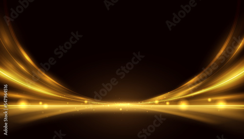 Abstract golden light. Modern high-speed effect. Futuristic dynamic motion technology. Motion pattern for banner or poster design background idea. Vector eps10.