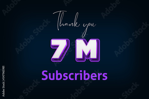 7 Million subscribers celebration greeting banner with Purple 3D Design