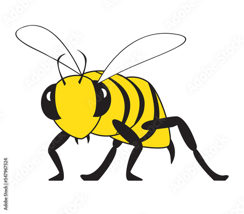 Angry bee looking at you isolated on white. Yellow jacket looking angry with stinger. Pest control