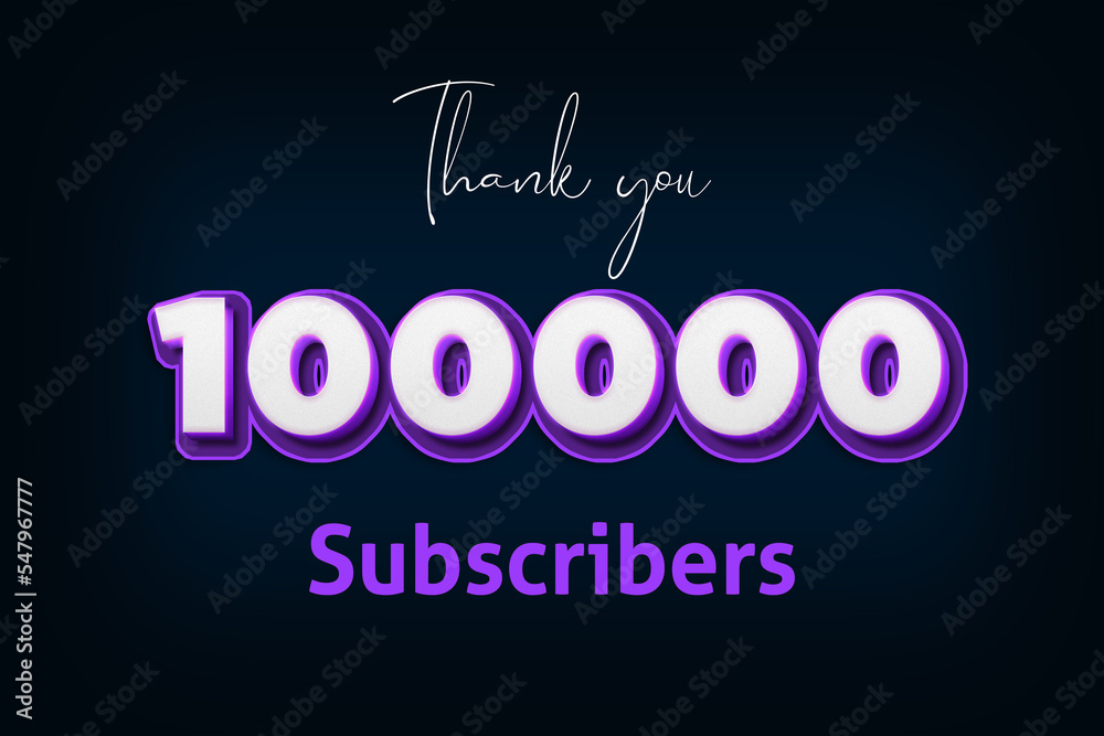 Fototapeta premium 100000 subscribers celebration greeting banner with Purple 3D Design