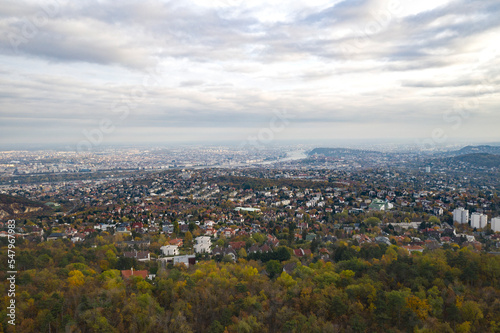 panorama of the city of budapest, from far away.