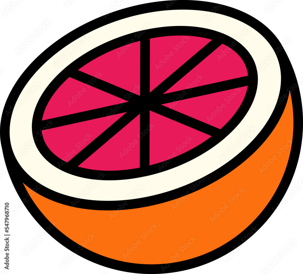 Grapefruit half cut Style style line colorful Grapefruit half cut Style style line colorful