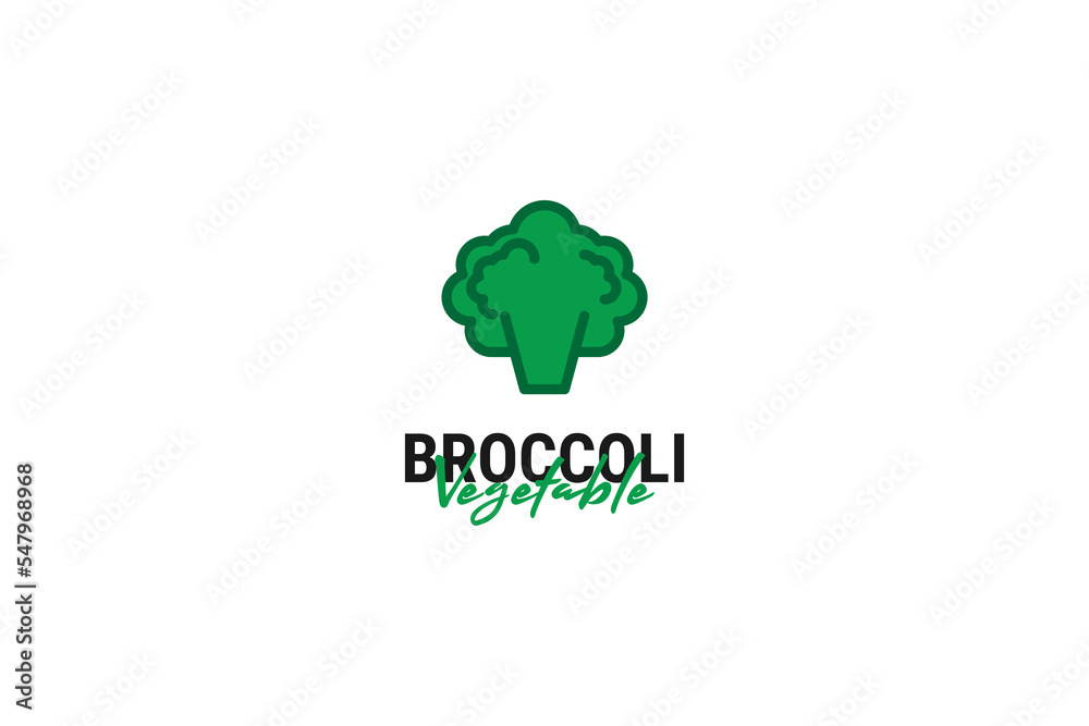 Flat broccoli vegetable logo design vector template illustration Flat broccoli vegetable logo design vector template illustration