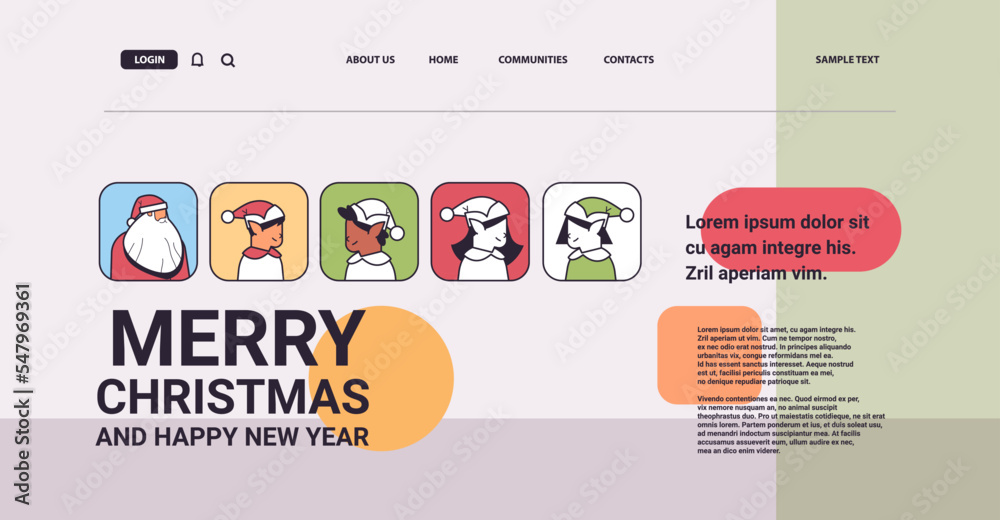 set santa claus with mix race elves avatars happy new year merry christmas holidays celebration concept set santa claus with mix race elves avatars happy new year merry christmas holidays celebration concept