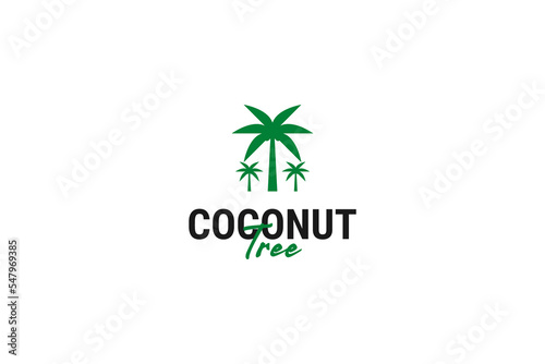 Flat coconut tree logo design vector template illustration