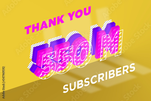 550 Million  subscribers celebration greeting banner with Multi Layer Design photo