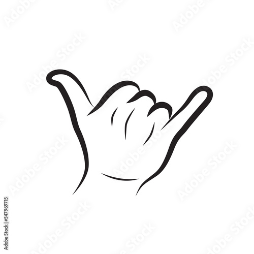 Shaka hand sign vector isolated. Hand gesture. Surfer or hang loose symbol. photo