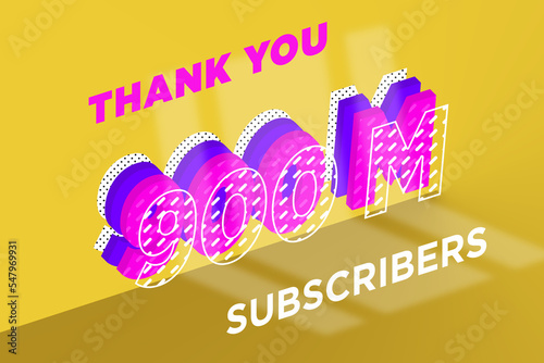 900 Million  subscribers celebration greeting banner with Multi Layer Design photo