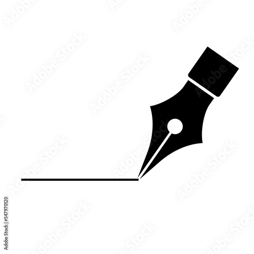 Fountain pen and handwriting silhouette icon. Vector.