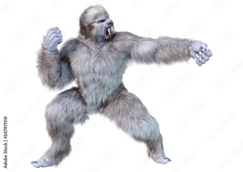 3D Rendering Snow Beast on White 3D Rendering Snow Beast on White