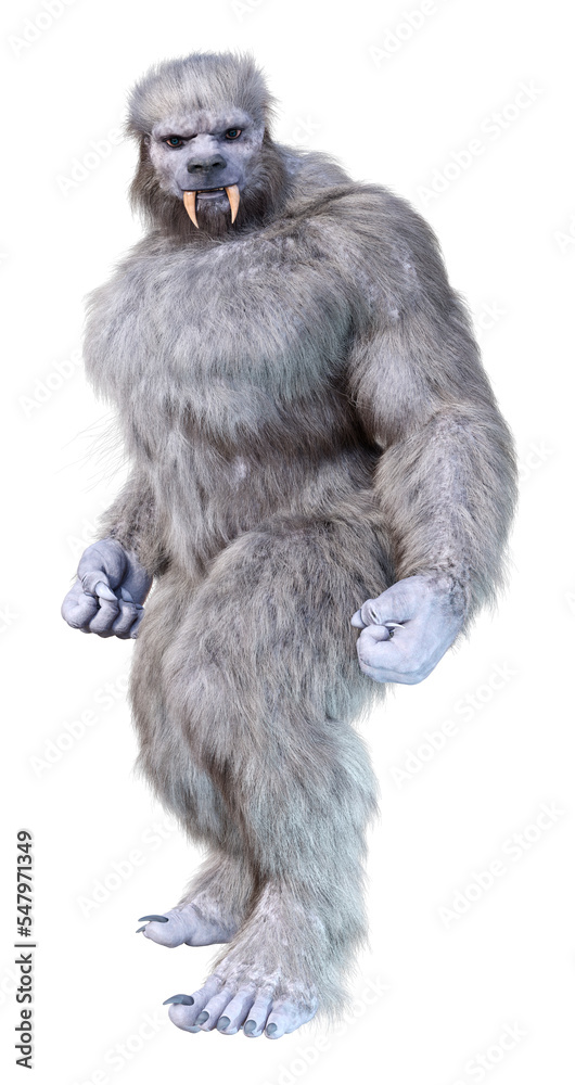 3D Rendering Snow Beast on White 3D Rendering Snow Beast on White